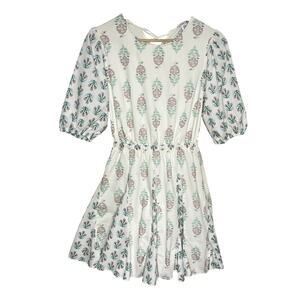 Christian Lacroix Womens Fit And Flare Dress Medium Cream Floral Cotton Lace Up